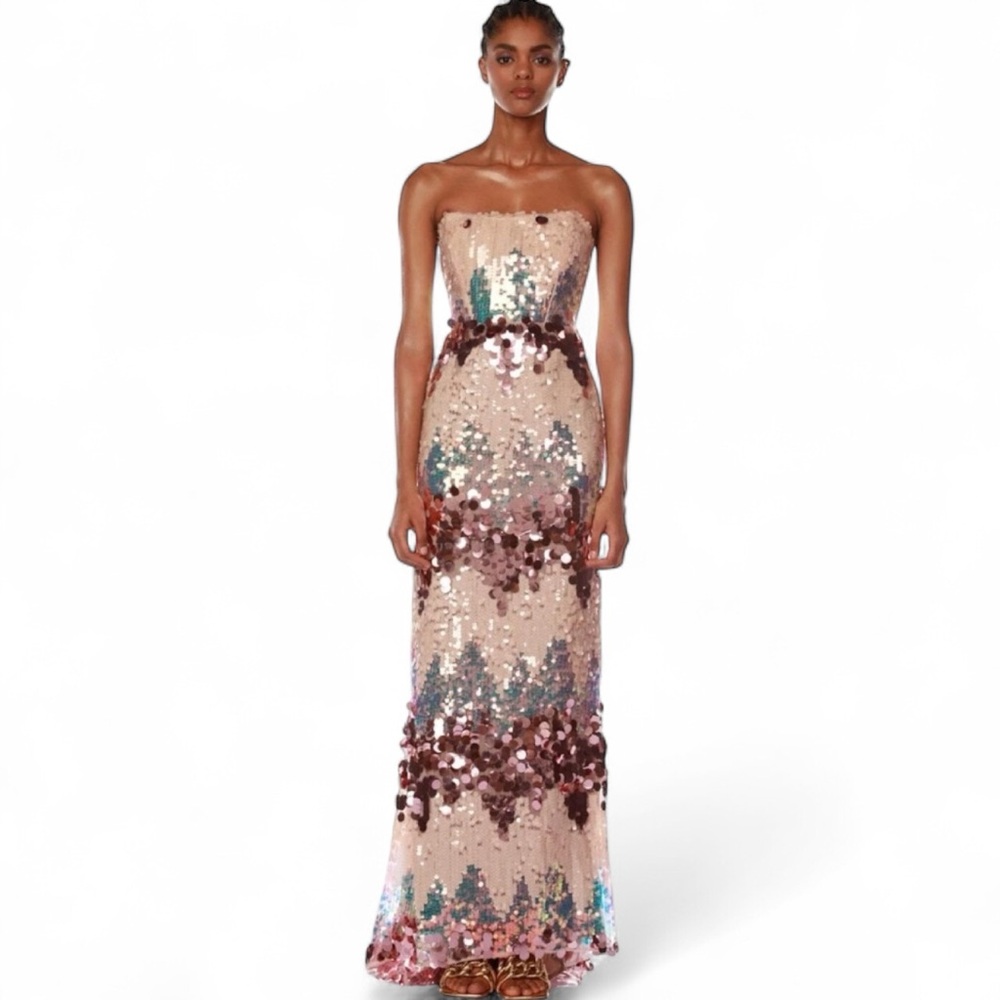 Bronx and Banco Strapless Sequin Dress in Pink and Blue